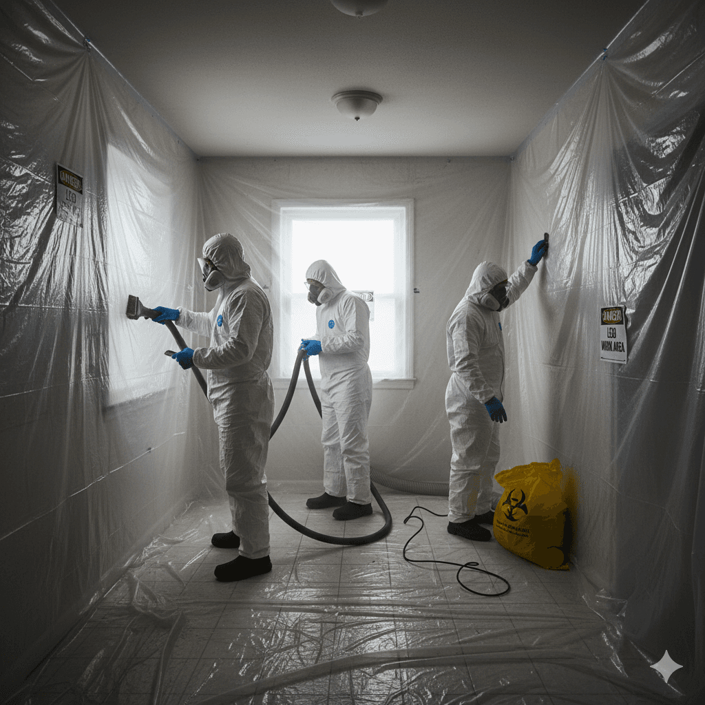 Makki Abatement crew completing lead paint abatement in Calgary