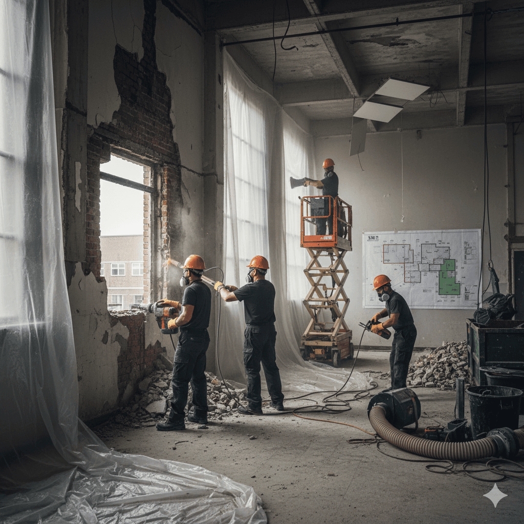 Makki Abatement crew completing selective demolition in Calgary