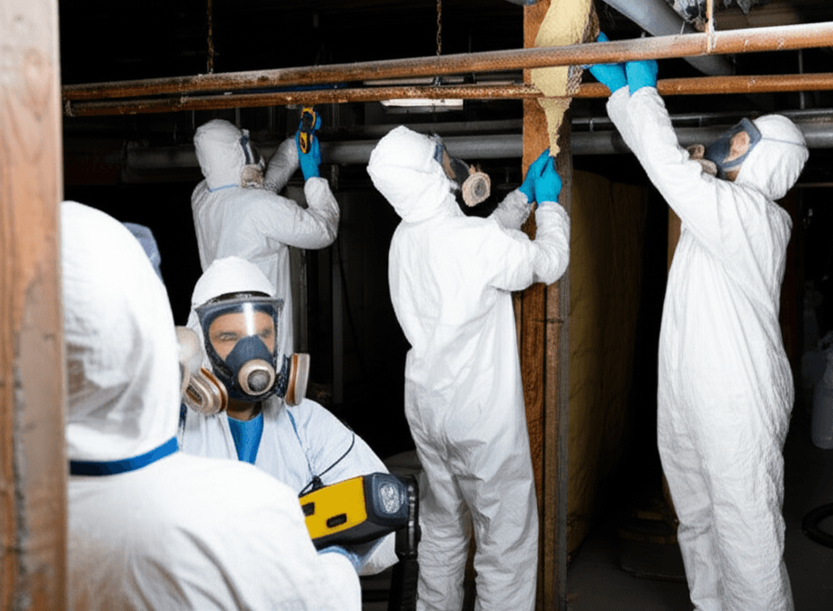 Makki Abatement technician HEPA-vacuuming a contaminated Calgary interior after a fibre release